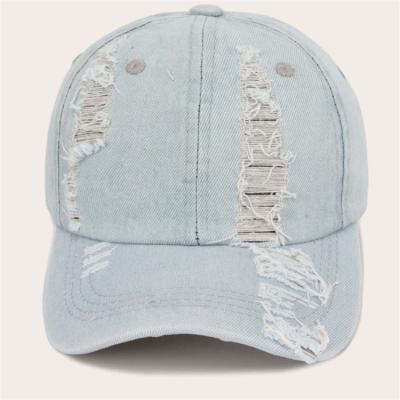 China Fashion Hole Quality COMMON American Baseball Hats Ripped Popular Baseball Cap Denim Cowboy Baseball Cap for sale