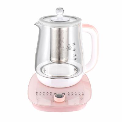 China 360 Degree Rotation Electric Glass Tea Filter Kettle Ss Multi Temperature Control Basic Functions for sale