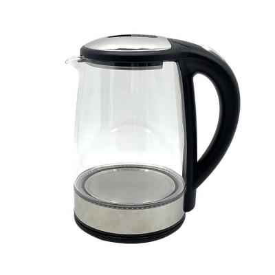 China 360 Degree Low Price Rotation 1.7L Portable Cheap CE Glass Water Quickly Boiling Glass Tea Kettle With Blue LED Light for sale