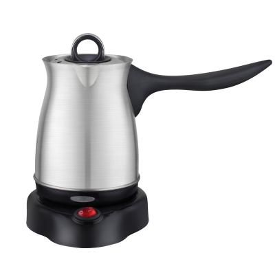 China Stainless Steel Rotation Straight Body Coffee Maker 360 Degree Turkey Base Electric Coffee Pot With Lid for sale