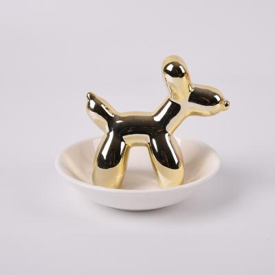 China As Picture Ceramic Jewelry Tray Balloon Dog Ring Tray Craft Decoration Jewelry Storage Gold Tray for sale