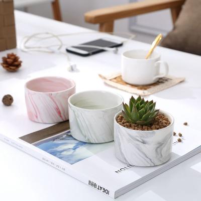 China Modern Nordic Creative Ceramic Succulent Home Furnishings Flower Pots Plant Marble Flower Pots Desktop for sale