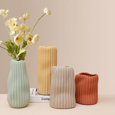 China Modern Irregular Texture Rubber Gloss Paint Vase Ceramic Vase Living Room Dining Room TV Cabinet Decoration for sale