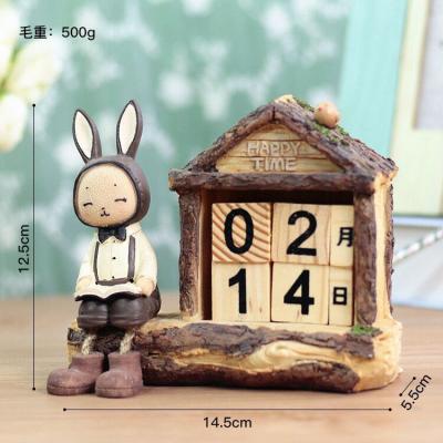 China Cartoon Rabbit Desktop Decoration Home Shelf Cabinet Calendar Modern Creative Gift for sale