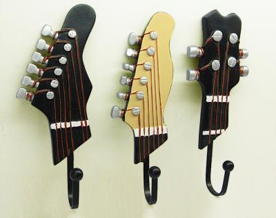 China Modern Nordic Set of Three Guitar Decoration Hooks Resin Crafts Sound Music Home Decoration Wall Hooks for sale