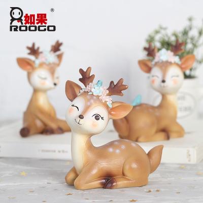 China Modern original open small sika deer ornaments cartoon car home decoration creative cute ornaments for sale