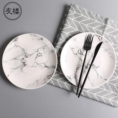 China Sustainable Marbled Ceramic Dinnerware Dish Salad Dishes Set Home Dining Creative Gift for sale