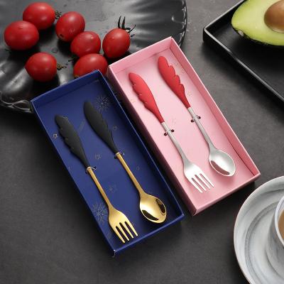 China Sustainable 304 Stainless Steel Spoon Coffee Stirring Spoon Dessert Spoon 2 in 1 Set for sale