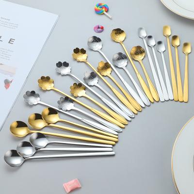 China Creative Sustainable Stainless Steel Soup Spoon With Long Handle Coffee And Dessert Spoon Ice Cream Mixing Spoon for sale