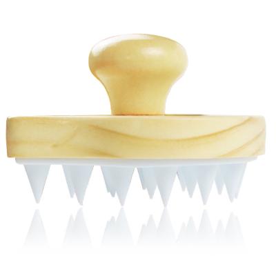 China Silicone Waterproof Soft Brush Head Scalp Massage Brush Hair Shampoo Wooden Wet And Dry Brush for sale