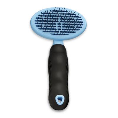 China Viable Custom Logo Pet Groomer Grooming Hair Removal Self Cleaning Hair Pet Brush for sale