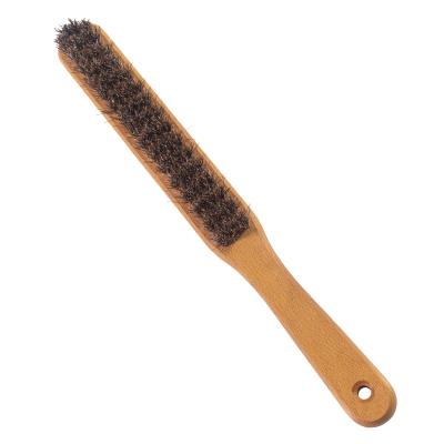 China Sustainable Custom Nature Logo Wood Handle Horsehair Hand Brush Householding Dust Cleaning Brush for sale