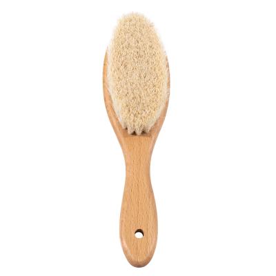 China All Natural Baby Toddler Baby Goat Hair Brush Dry Skin Brush Wooden Body Hairbrush for sale