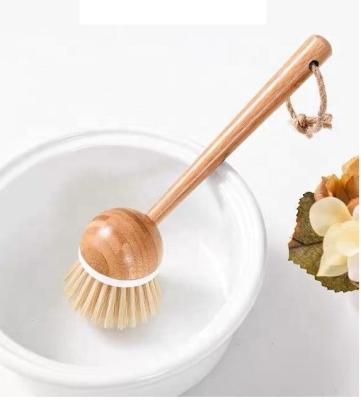 China Sustainable Eco-friendly Natural Kitchen Dish Scrub Cleaning Brush Vegan Plant Fiber Bristle Pot Dish Cleaning Brush for sale