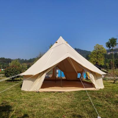 China Tying type straight in stock wholesale glamping luxury camping tent canvas sahara emperor bell tent for sale