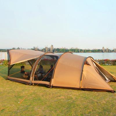 China Camouflage Game 5-8 Person Camping Space Camping 1 Room / Outdoor Super Large Tunnel Tent Large Field And 1 Lounge for sale