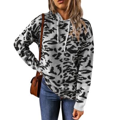 China Wholesale Fashion Leopard Print Long Sleeve Anti-wrinkle Winter Hooded Sweatshirt for sale