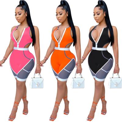 China Breathable V-Neckline Body Vest Shorts Overalls Short Women Overalls One Piece Jumpsuit for sale