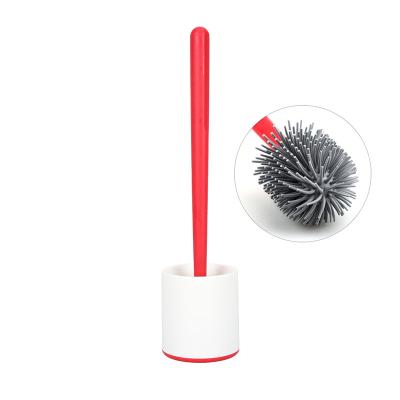 China Modern Efficient Soft Silicone Household Eco Plastic Toilet Bowl Brush Holder for sale