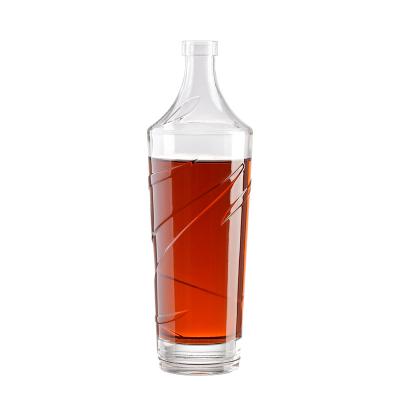 China Beverage Custom 500ml 700ml 750ml vodka whisky spirit glass bottle  low moq gin glass liquor bottle with stopper for sale