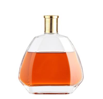 China Beverage Custom square 700ml 750ml whisky glass bottle premium brandy spirit glass  liquor bottles with cap for sale