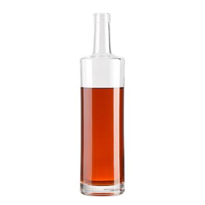 China Beverage Flat shoulder 250ml 500ml gin spirit glass liquor bottle customized decal 700ml 750ml vodka whisky bottle with wooden stopper for sale