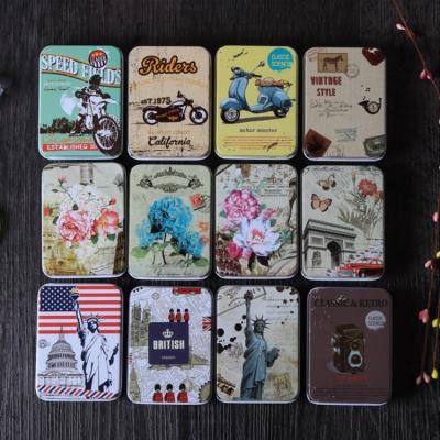 China Gift & Custom Empty Craft Rectangle Tinplate Jewelry Storage Box Game Card Sticker Chewing Gum Metal Packaging Box for sale