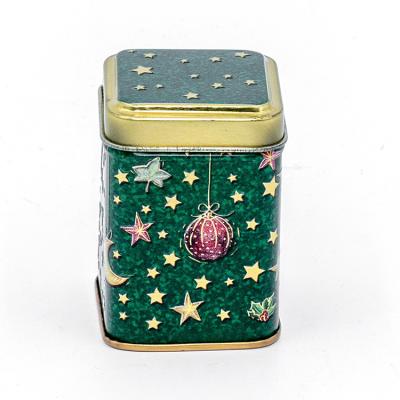 China Luxury Recycled Tin Can Green Tea Candy Jar Tin Box Black Square Tea Container Metal Food Packaging Materials for sale