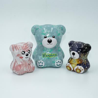 China Recycled Materials Food Grade Custom Bear Shaped Chocolate Metal Tea Candy Small Gift Tin Can for sale