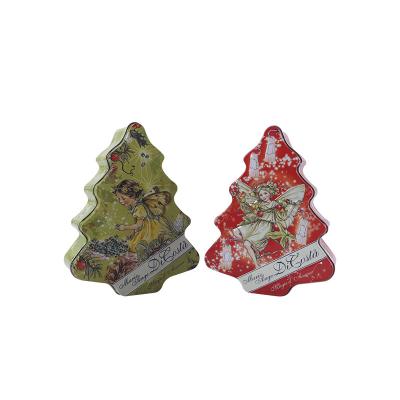 China Recycled Materials Wholesale Metal Christmas Tree Shape Candy Food Tin Can High Quality Tin Box for sale