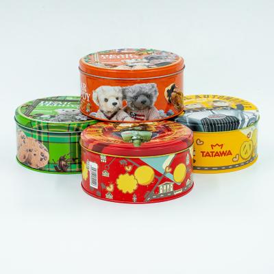 China Tea Custom Design Round Metal Tinplate Candy Cookie Packaging Box Container Tin Can for sale