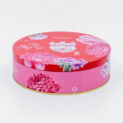 China Large Recycled Materials Handmade Cookie Packaging Tin Box Exquisite Gift Candy Round Tin Box for sale