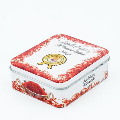 China Recycled Materials Saffron Packaging Tins Custom Tin Packaging Metal Can Tin Box Packaging for sale