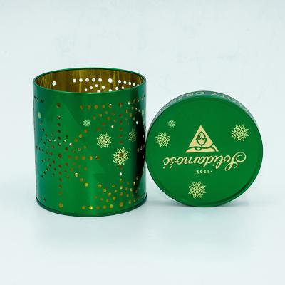 China Custom Recycled Materials Round Hollow Storage Tin Box Digital Electronic Product Tin Boxes Metal Packing Box for sale