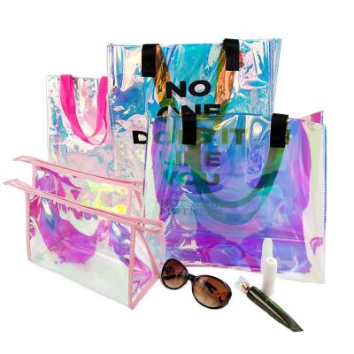 China Shopping Polyester Holographic Suitcase Storage Bags Hasp Closure for sale