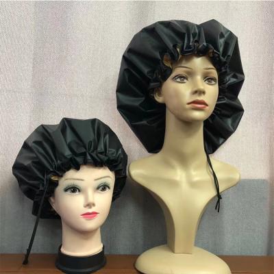 China Double Layers Waterproof Shower Caps Fully Reversible Hair Salon Bathing Hats for sale