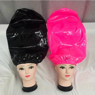 China Pink Black Silk Waterproof Shower Caps Curly Girl Shower Cap With Button for sale