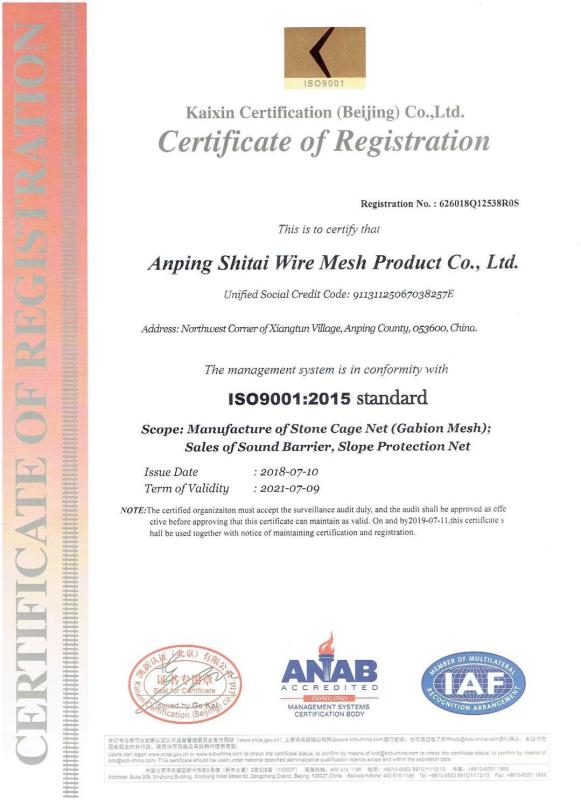 ISO 9001:2015 - Anping Shitai Wire Mesh Produce Co., Ltd. 