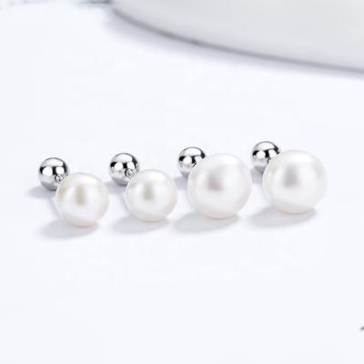 China Casual/Sporty 925 Sterling Silver Classic Natural Freshwater Pearl Plated Earrings Perforated Ear Bone Studs for sale