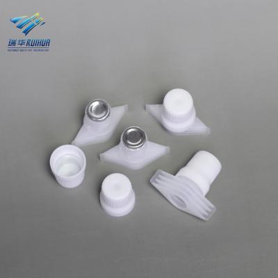 China Non Spill 9.6mm Food Liquid Drink Pouch Plastic Spout Cap With Induction Seal Liner for sale