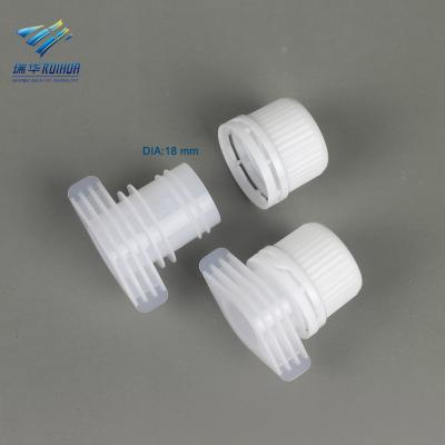 China Non Spill 18 Mm Plastic Flexible Food Packaging Pouch Liquid Spout Cap for sale