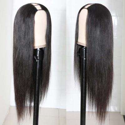 China Brazilian Silky Straight Wave Natural Virgin No Lace U Part Wig Hair For Black Women, Wholesale Raw Indian Body Wave U Part Wigs From Guangzhou en venta