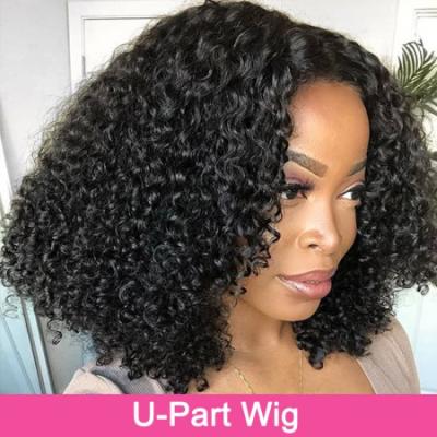 Cina High Quality Curly Kinky U Part Hair Wigs For Black Women,Custom U Part Clip In Wig,Wholesale Brazilian Human U Part Wigs Vendor in vendita