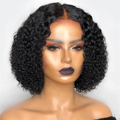 China OEM Full Curly Seller Curly Wig Free Sample Packaging Custom Mink Brazilian Virgin Human Cuticle Box Aligned Hair Lace Front Bob Curly Wig en venta