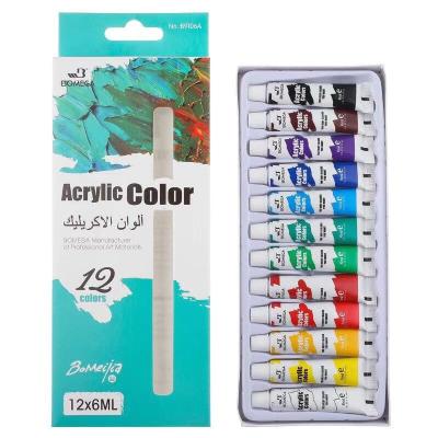 China Eco-friendly Factory Supply Non-Toxic 12 Colors 12ml Acrylic Paint Tube Paint Set For Painting for sale