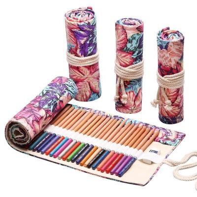 China Roll Up Artist Classic 72 Slot Roll Up Canvas Pencil Pen Bag, Sketching Pencil Bag Pencil Shade Bag for sale