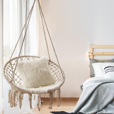 China Adult net rope hanging outdoor cotton rope woven tassel swing European and American swing yard hanging chair for sale