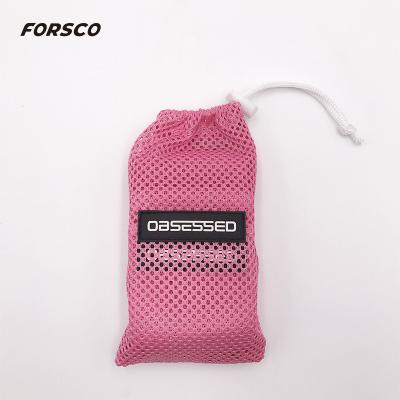 China Yoga Exercise Pink Peach Band with Mesh Bag Pink for sale