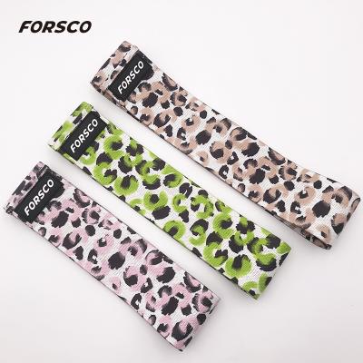 China Yoga Exercise Light Resistance Level Rose Camouflage Leopard Printing Cotton Exercise Hip Bands for sale