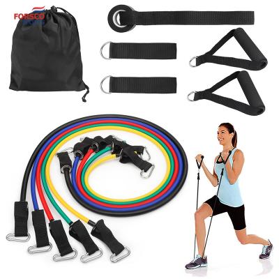 China 11pcs Latex Fitness Latex Resistance Bands Kit Exercise Set for sale